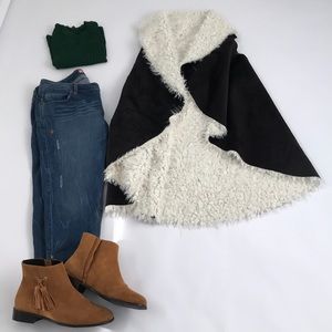 Faux suede and shearling vest